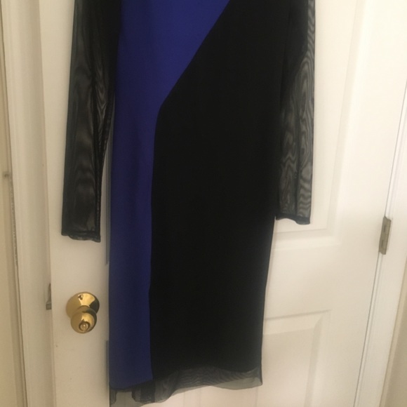 BCBG Maxazria Two Tined Dress With Sheer Sleeve - Picture 2 of 3